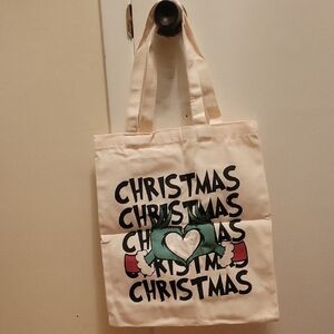 Festive Cream Christmas Tote Bag/ Just Opened It For You